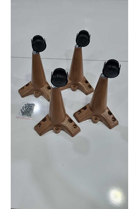 MUTLU ALIŞVERİŞ MERKEZİ Tekerlekli Sihirli Sehpa Masa Ayağı 360 Derece Dönebilen 20 Cm 4 Adet Ceviz. Vida Hediyeli!!!