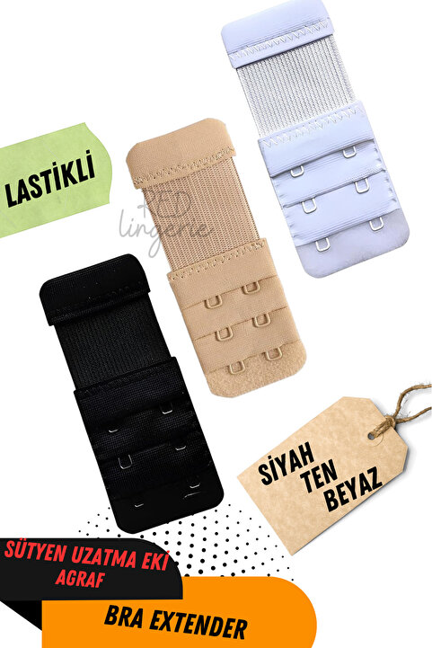 red iç giyim (3 ADET) Kadın 2’li Lastikli Sütyen Uzatma Kopçası Agraf/ek Aparatı Seti