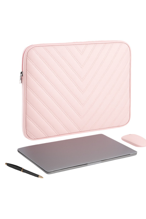 NS reliable 13-13.6 inç Macbook Air Pro Uyumlu Deri Laptop Çantası - Koruyucu Kılıf ve Laptop M2 M3- Açık Pembe