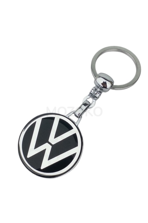 MOZOKO Yüksek Kaliteli Siyah Volkswagen Logolu Damla Baskılı Şık Hediyelik Araç Anahtarlığı