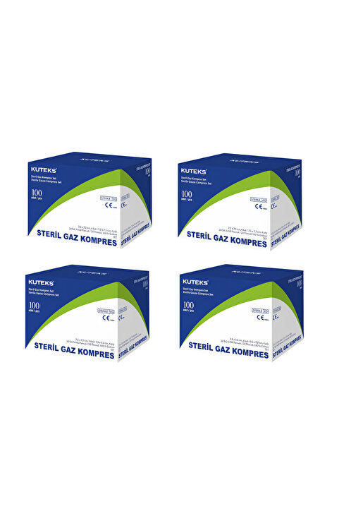 Kuteks Steril Emici Gaz KompresSpanç 7.5cm X 7.5cm 20 Tel 4 Kutu 400 Adet - %100 Pamuk