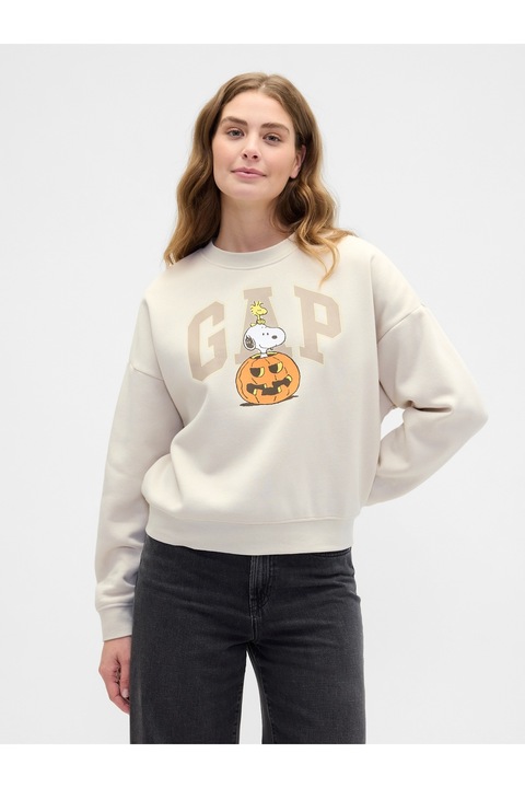 GAP Kadın Krem Snoopy Grafikli Logo Sweatshirt