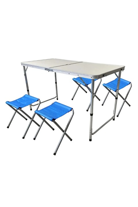 Joystar La Bonvia Orjinal Görsel Katlanır Piknik Kamp Masası Seti Çanta Tipi 4 Taburesiyle Birlikte