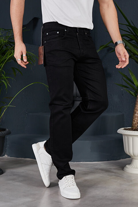 IMPOSING JNS Yüksek Bel Regular Fit Battal Boy Siyah Erkek Kot Pantolon Yeni Sezon