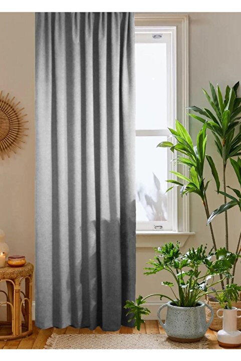 home color home Açık Gri Petek Kadife Dokulu Fon Perde Düz Dikişli Ekstrafor Büzgü 1.sınıf Kalite