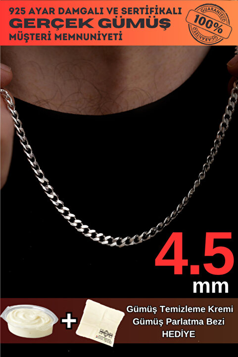 OSMANLI GÜMÜŞ Erkek Gümüş Kolye - 4.5mm Gurmet Model 925 Ayar Gümüş Erkek Kolye Zincir 2472532776430