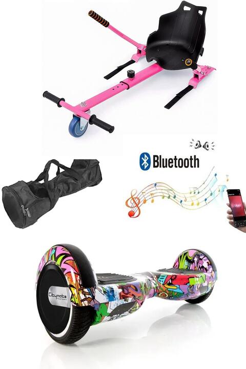 CityMate Elektrikli Kaykay Scooter Hoverboard Akıllı Denge 6.5 Inch + Hover Kart + Çanta EXTREM PAKET D04