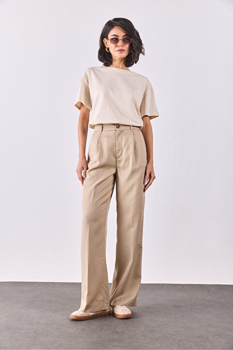 VENA Chloe Wide Leg Palazzo Pantolon(TENCEL)(TM) - Bej