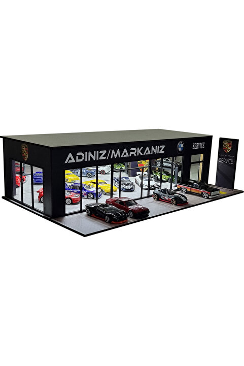 Perlamco Kişileştirilebilir Showroom Galeri Service diorama isimli galeri Led Aydınlatmalı 1/64 ölçek Uyumlu