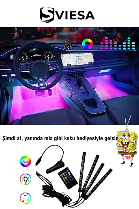 Sviesa Ayak Altı Led 12 Ledli Lamba Sese Duyarlı Led Müziğe Duyarlı Led - 8 Renk Rgb