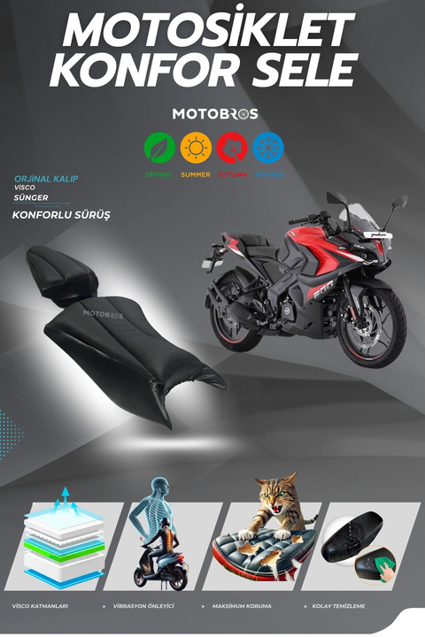 Motobros Bajaj Pulsar RS 200 Konfor Sele Kılıf Visco Sünger