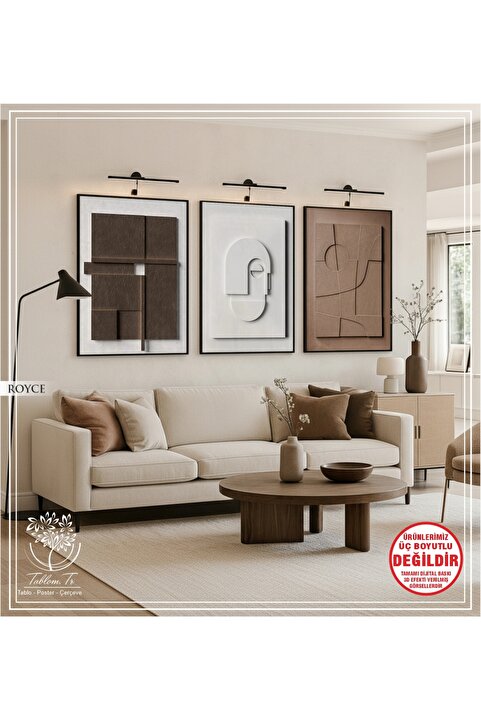 Genel Markalar Metal Çerçeveli Gerçek Camlı Tablo Royce 3 Lü Set
