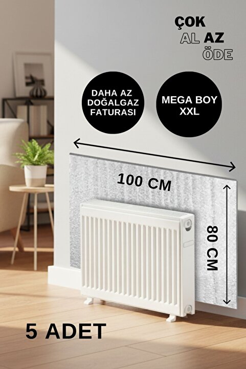 FIESSE 5 ADET 80 x 100 cm Isı Yalıtım Levhası Kalorifer Radyatör Petek Soba Arkası Arkalığı Şilte