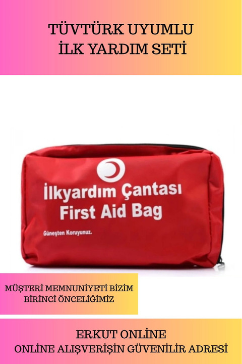 ERKUT ONLİNE PREMİUM PAKET Acil Müdahale Ev Iş Yeri Araba Okul Deprem Ecza Ilk Yardım Bez Çantalı Set