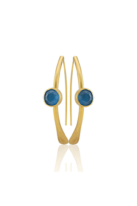 Design by Kadir Kadir Jewellery 22 Ayar Altın Kaplama Kadın Taşlı Küpe -El İşçiliği Ve Hipoalerjenik Küpe