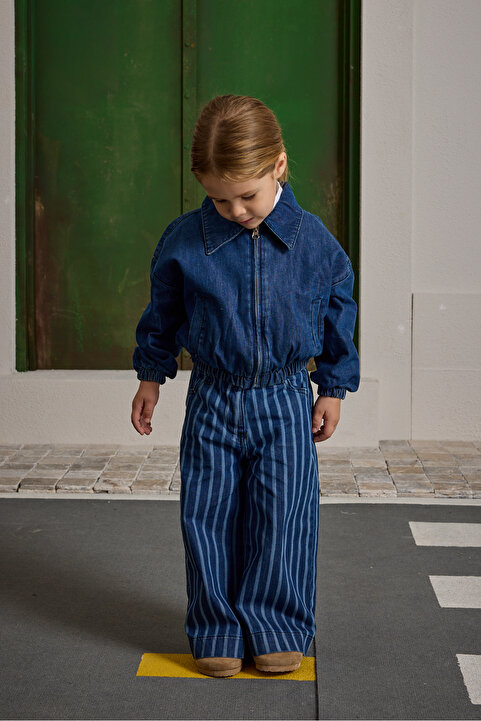 Fahhar Kids Denim Bomb Ceket Koyu Mavi