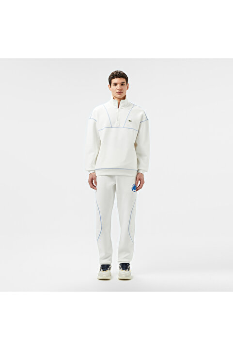 Lacoste Erkek Tapered Fit Baskılı Beyaz Eşofman Altı