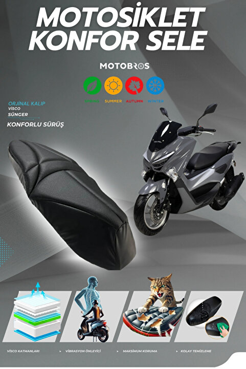 Motobros REVOLT RSX5 Konfor Sele Visco Sünger Sele Kılıfı Sele Örtüsü