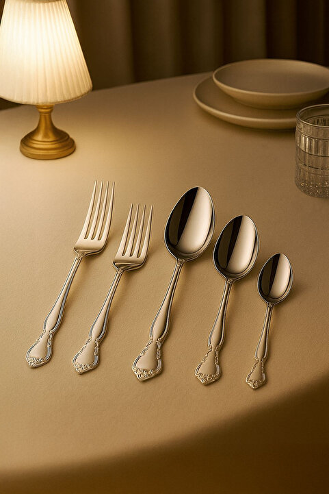 Kitchen Life 30 Parça Paslanmaz Çelik Mahi Devran Çatal Kaşık Takımı – Stainless Steel Şık Sofra Seti