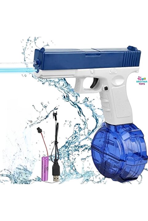 Brother Toys Elektrikli Otomatik Atış Yapan Işıklı Su Tabancası 10 Metre Menzilli 500 Ml. Depolu 20 Cm.