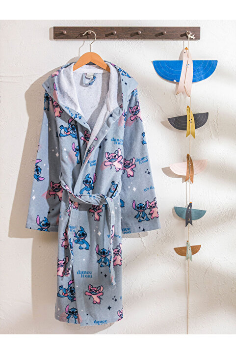 LC Waikiki Mavi Lilo ve Stitch Baskılı Çocuk Bornoz