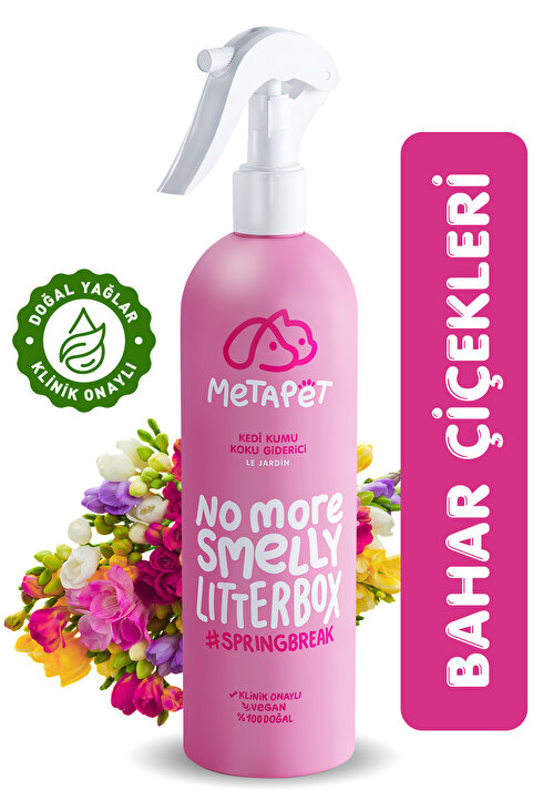 Metapet Kedi Kumu Ve Tuvaleti Koku Giderici, Doğal Bahar Idrar Ve Çişi Spreyi, Kokusuz Tuvalet Için, 400ml