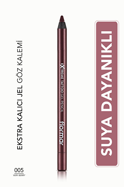 Flormar Mat Kalıcı Göz Kalemi (BORDO) - Extreme Tattoo Gel Pencil - 005 Very Berry - 8682536028875
