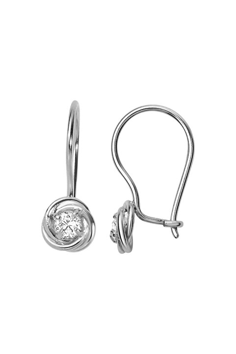 jelux silver 925 Ayar Gümüş Sevgi Çiçeği Zirkon Taşlı Mengeçli Çocuk Küpe