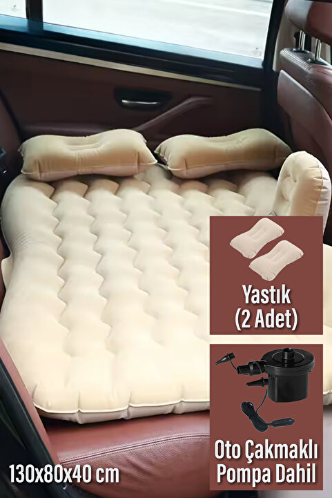 Blooma Araç Içi Şişme Yatak Çakmaklık Pompalı 130x80x40 cm Krem