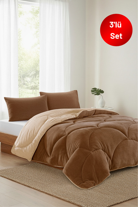 NANOSOFT Battal Boy Welsoft Uyku Seti (Yorgan + Fitted Çarşaf + 2 Adet Yastık Kılıfı) 3 Renk Seçeneği