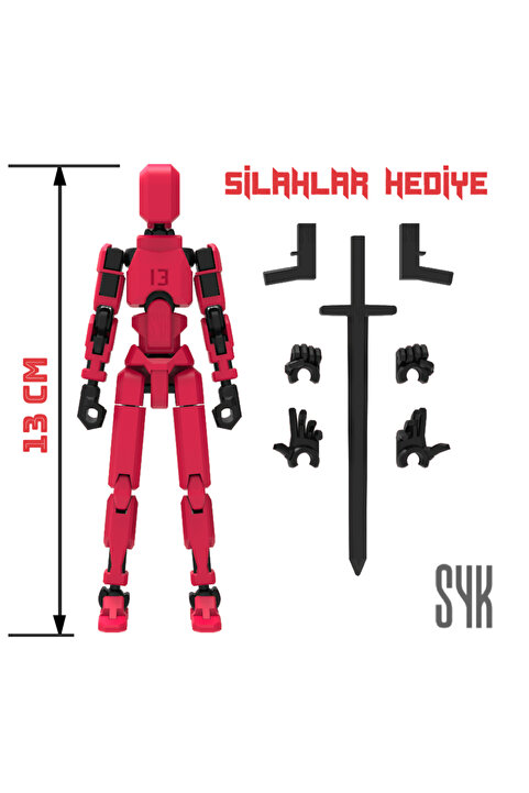SYK Design Robot 13 Dummy Kırmızı Siyah Tüm Eklemleri Hareketli Aksiyon Figürü Oyuncak