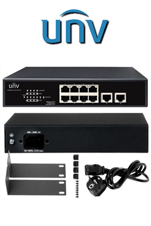 Uniview NSW2010-10T-POE-S-IN 8 Port 10/100 Poe 2 Port 10/100 Ethernet 96W Poe Yönetilemez Switch