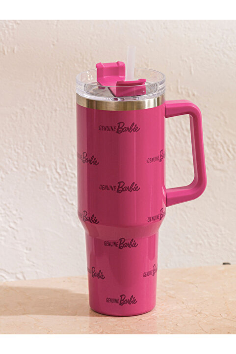LC Waikiki RENKLİMAĞAZADAN LCW ACCESSORIES Karışık Barbie Baskılı Pipetli Metal Suluk 1000 Ml