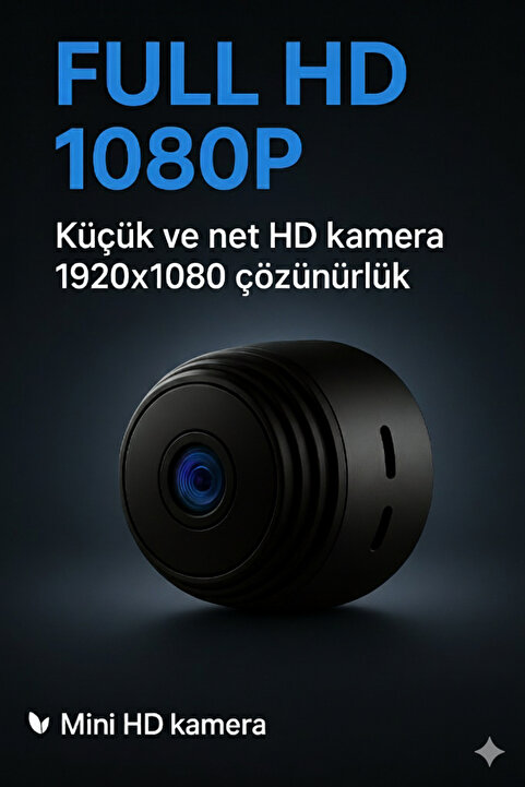 Dimute Shop Mini Kablosuz Wi-Fi Güvenlik Kamerası | 1080P HD Çözünürlük | İç & Dış Mekan Kullanımına Uygun