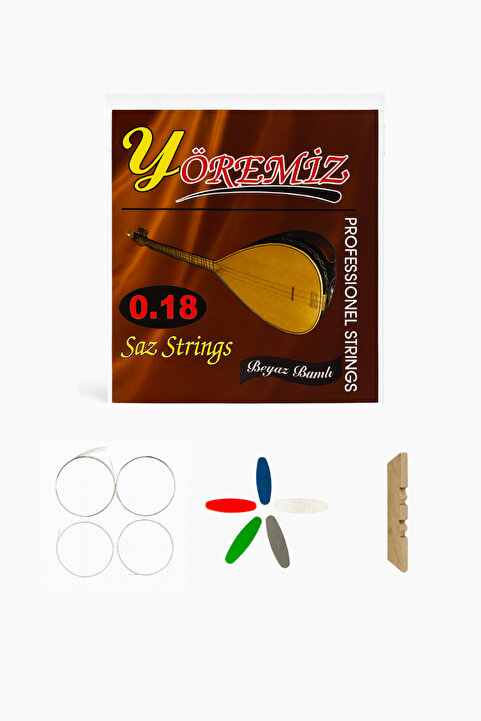 YÖREMİZ 0.18 Kısa Sap Bağlama Teli Profesyonel Saz Teli (Tezene ve Köprü Hediyeli)