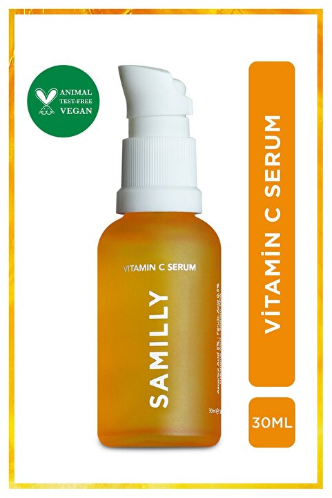 SAMILLY C Vitamini Aydınlatıcı ve Ton Eşitleyici Serum 30 ml | Ascorbic Acid 5% | Ferulic Acid 0,5%