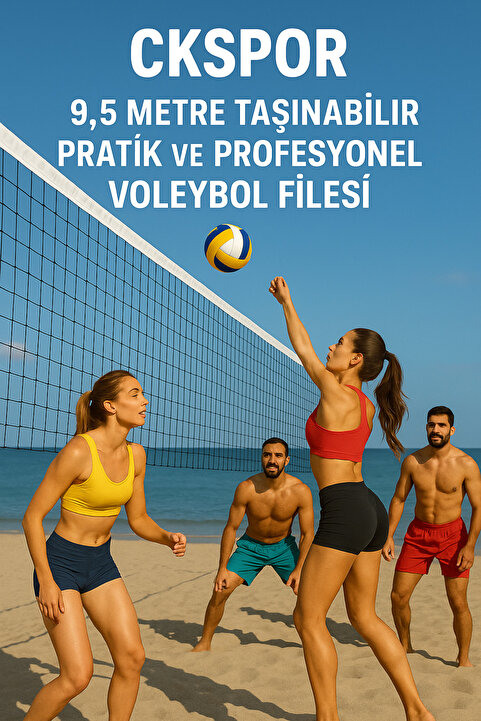 SLİPT Ckspor 9.5 Metre Taşınabilir Pratik Ve Profesyonel Voleybol Filesi Çantalı Voleybol Filesi