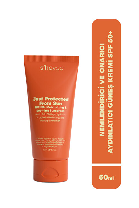 s'hevec Nemlendirici ve Aydınlatıcı Yüksek Korumalı Vegan Güneş Kremi SPF50+ 50 ml Just Protected From Sun