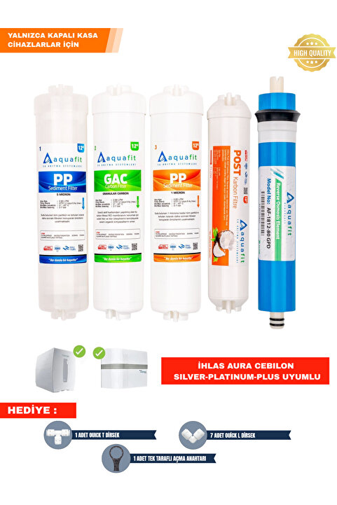 aquafit İhlas Aura Cebilon Silver,Platinum,Plus Uyumlu 5'li Filtre Seti (Compact ve Unique Uyumlu Değildir)