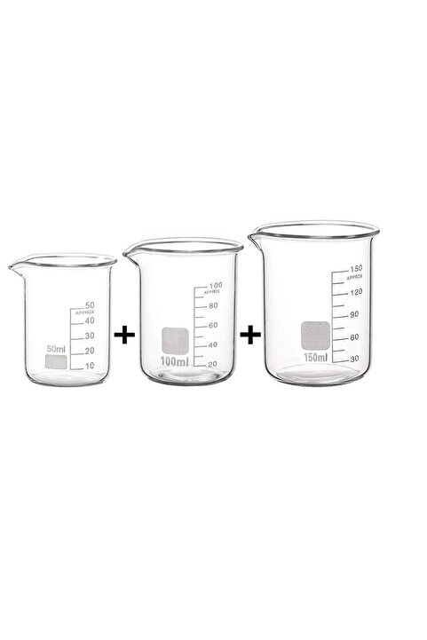 Genel Markalar Cam Beher Ölçü Kabı 3'lü Set 1 Adet 150ml, 1 Adet 100ml, 1 Adet 50ml