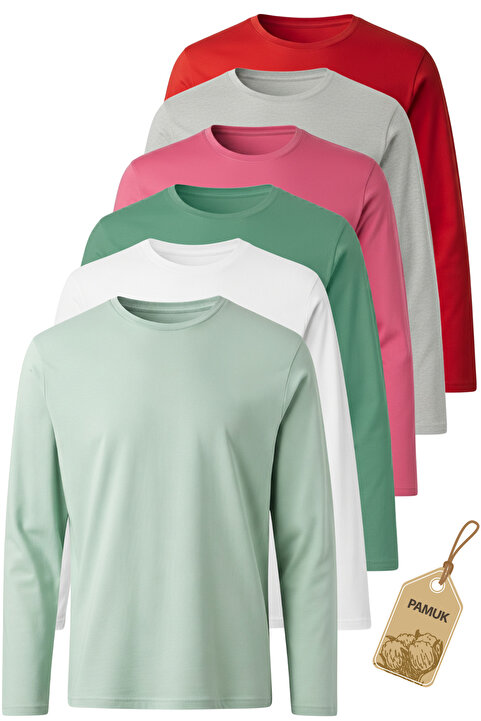 TWOO KİDS Kız Çocuk Body - 6'lı Set Basic Mevsimlik Suprem Uzun Kollu Tişört Badi - SET 3