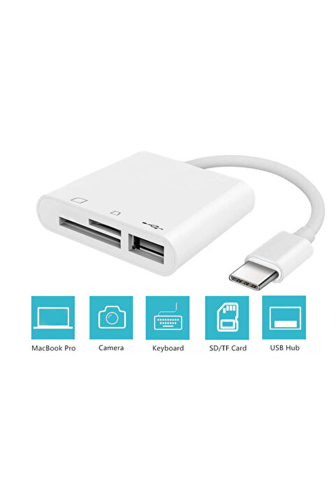 Anunnaki USB Type-C 3in1 Micro SD TF Hafıza Kartı Okuyucu 3 in 1 USB C USB Kamera Macbook Matebook