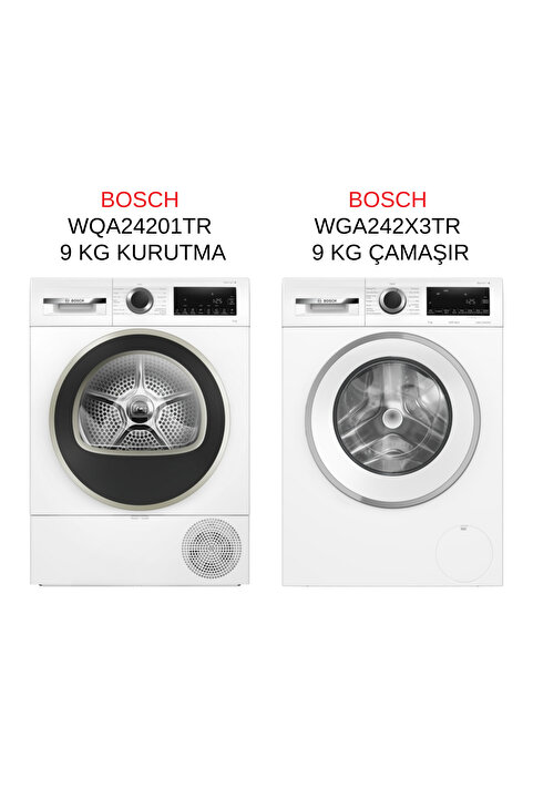 Bosch WQA24201TR - WGA242X3TR 9 KG KURUTMA VE 9 KG ÇAMAŞIR MAKİNESİ 2'Lİ SET