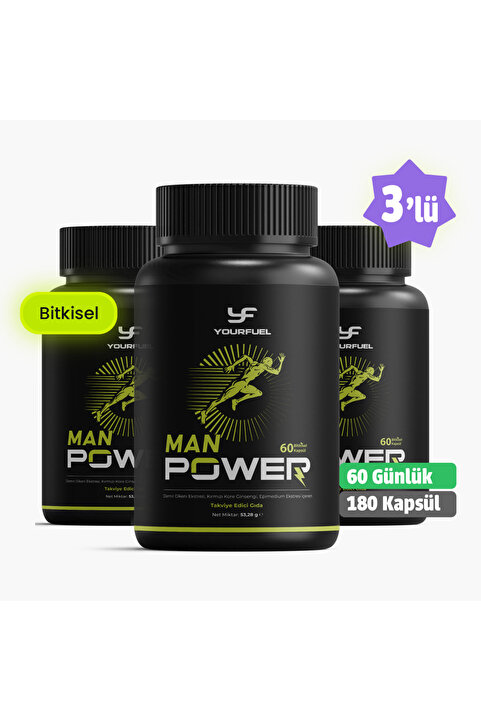 yourfuel Manpower Tribulus İçeren Bitkisel & Amino Asit Kompleksi – 180 Kapsül 60 Günlük
