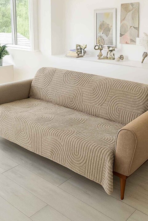 Decomia Home Carie Kabartmalı Yumuşak Tüylü Koltuk Örtüsü Çok Amaçlı Koltuk Şalı Kaymaz Süngerli (165x205 cm)