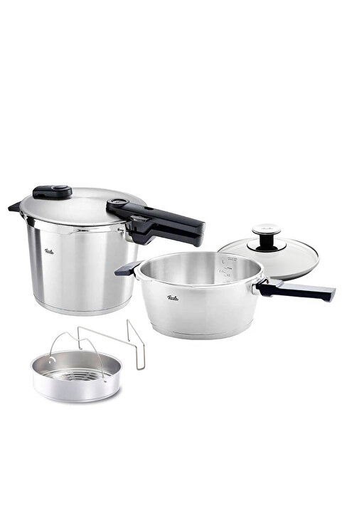 Fissler Vitaquick Premium 6+3,5 Litre Düdüklü Tencere + Buharda Pişirme Aparatı