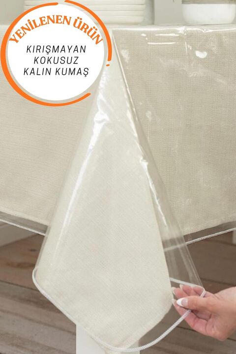Gülce Home Collection Pvc Silinebilir Masa Örtüsü Süs Dikişli