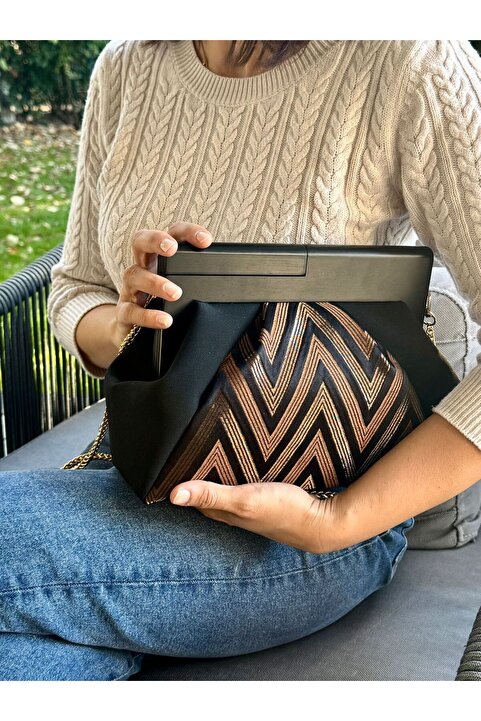 JOPHIEL ATELIER Portföy Çanta, Clutch, Patchwork, El Çantası, Zincirli Omuz Çantası