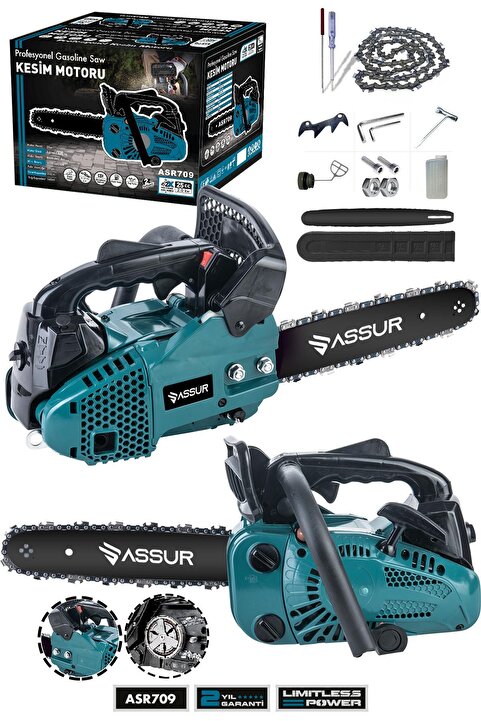 ASSUR 25cc Mini Benzinli Testere Ağaç Odun Dal Budama Ve Kesme Testeresi Hızar Motoru