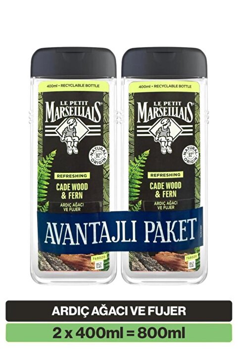 Le Petit Marseillais Ardıç Ağacı ve Füjer Men Duş Jeli 400 ml x2